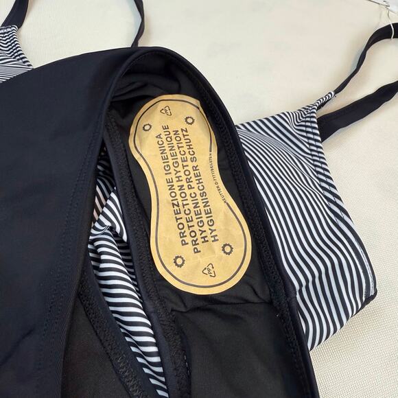 NWT B2Prity Black White One Piece Bathing Suit Flattering Front Cross Neckline - Picture 11 of 16